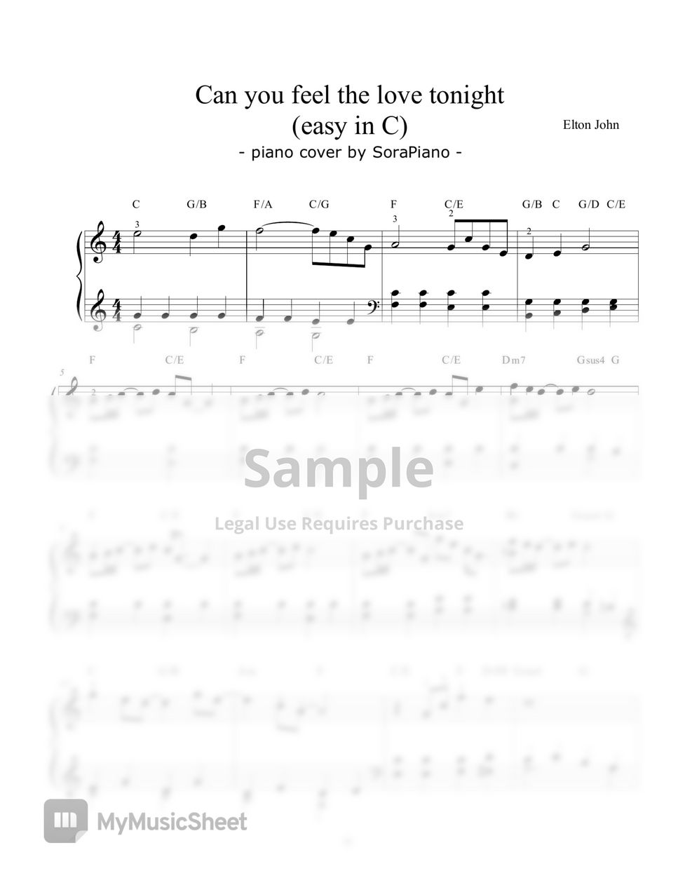 Can You Feel The Love Tonight (from The Lion King) Sheet Music, Elton John