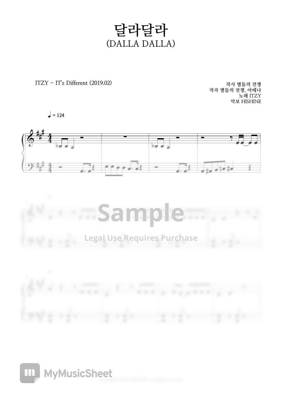 ITZY - DALLA DALLA Easy Piano Sheet