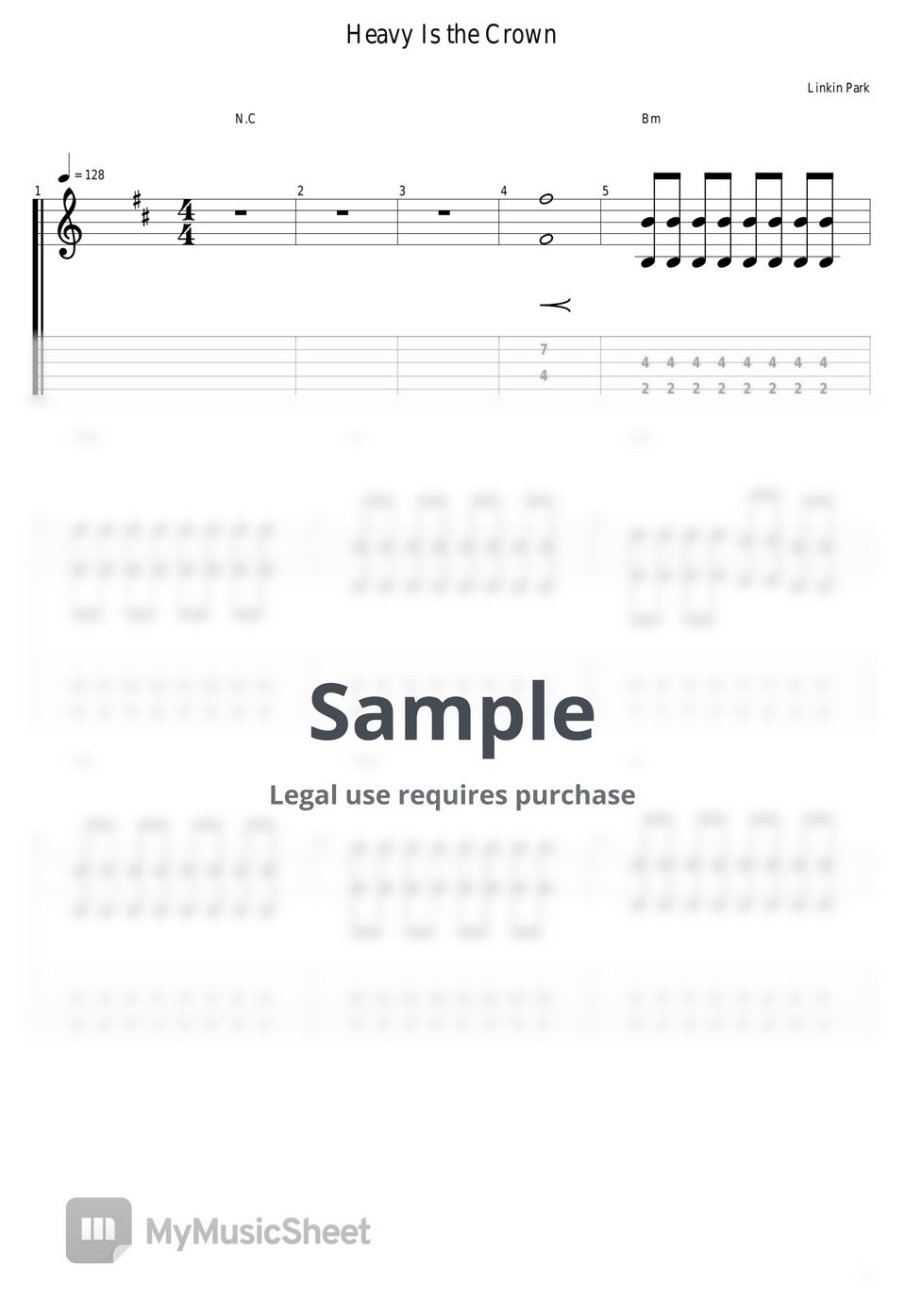 Linkin Park - Heavy Is the Crown Tab + 1staff by guitar cover with tab