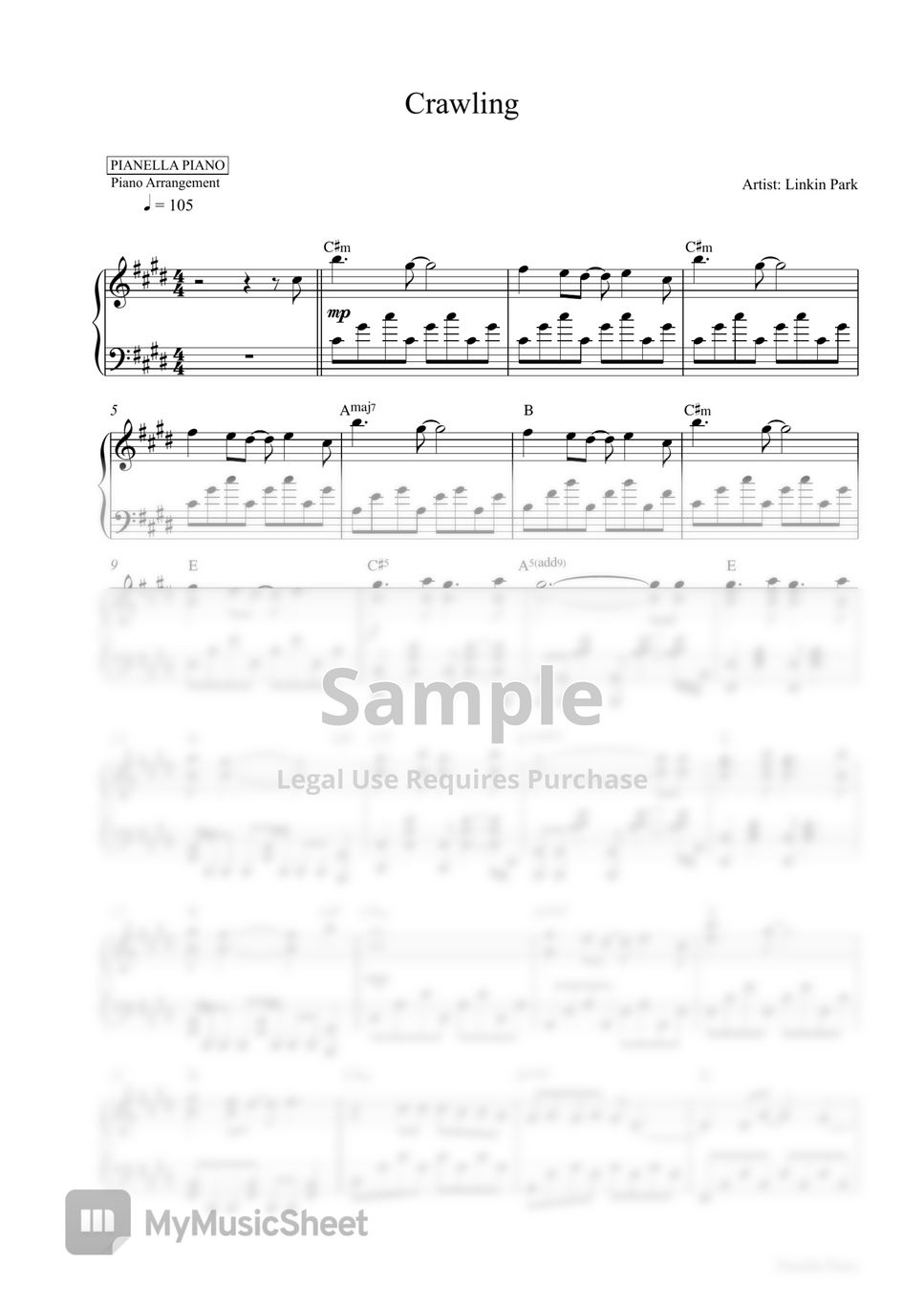 Linkin Park - Crawling (Piano Sheet) by Pianella Piano