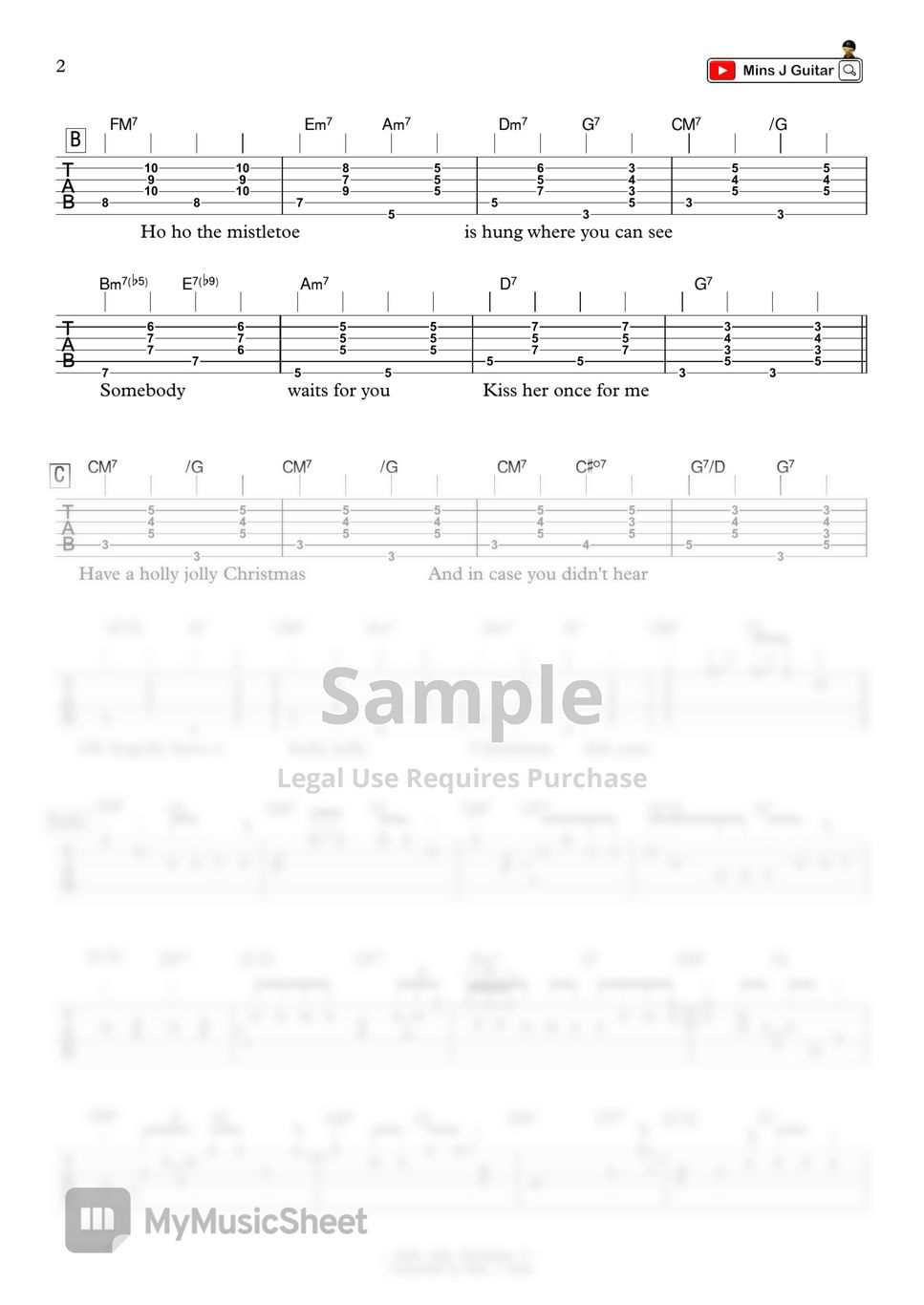 Michael Buble - Holly Jolly Christmas (TAB&Chord) by mins J Guitar