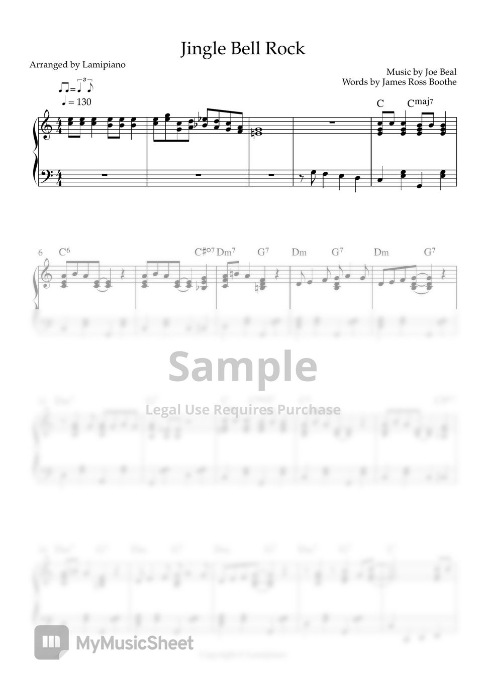 Jingle Bells (Christmas Carol / Jazz / Chords) Partitura by Lamipiano