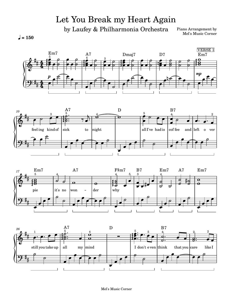 Laufey - Let You Break My Heart Again (piano sheet music) by Mel's Music Corner