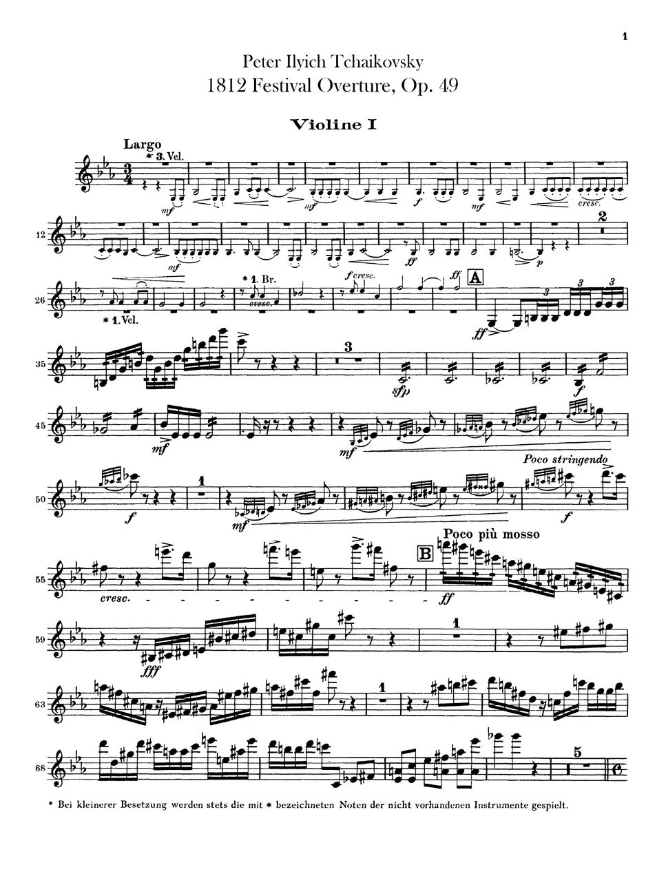 P.I.Tchaikovsky - 1812 Overture Partition Musicale By Original Sheet