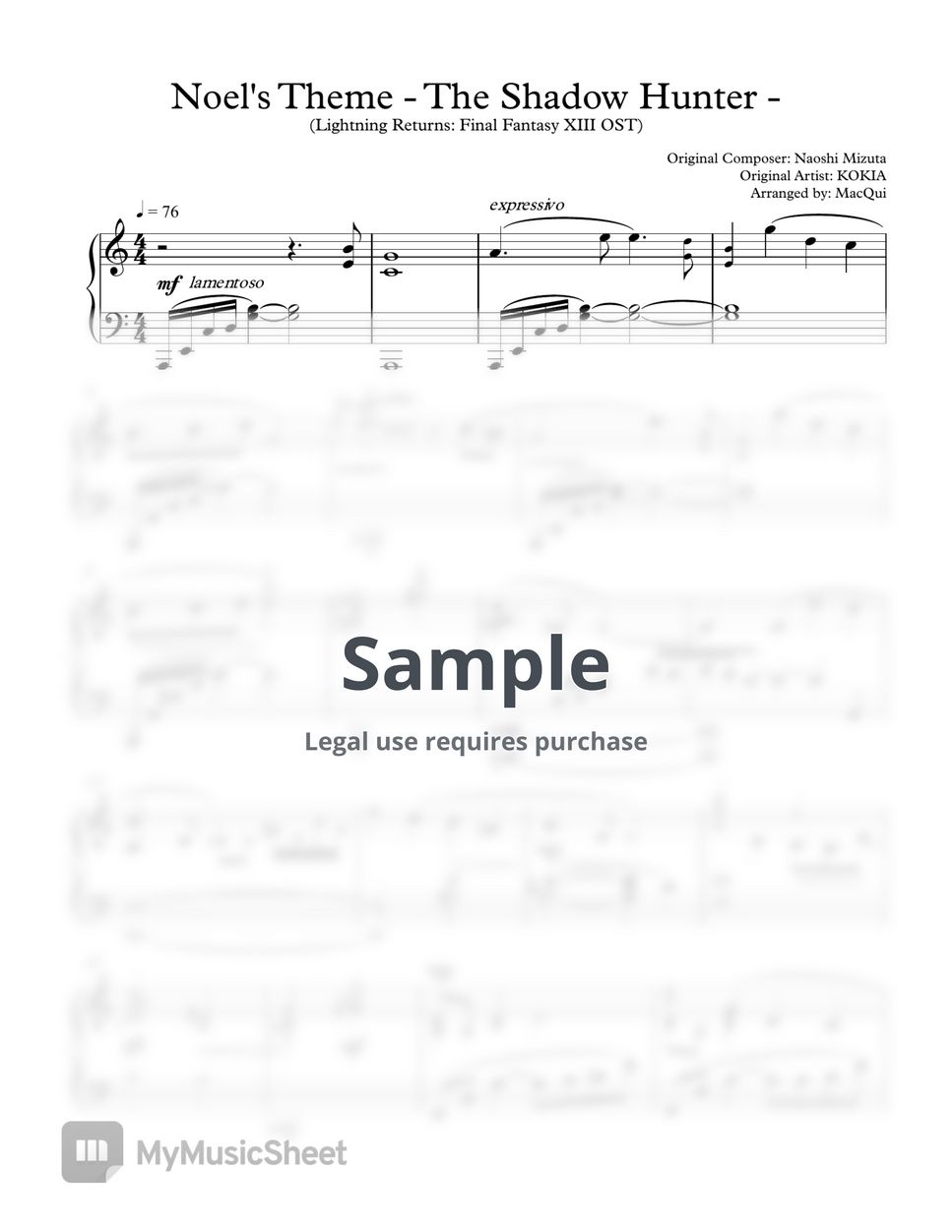 Naoshi Mizuta - Noel's Theme - The Shadow Hunter - by MacQui