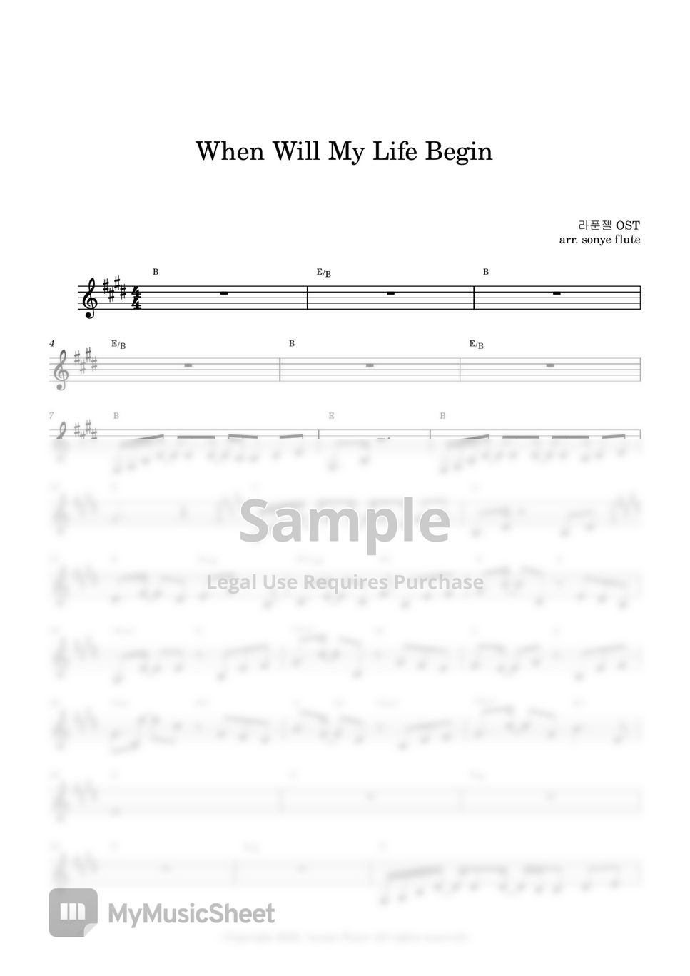 Disney Tangled OST - When Will My Life Begin (Flute Sheet Music) by sonye flute