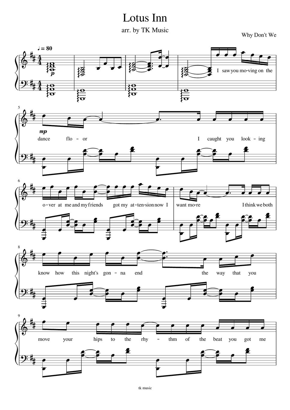 Why Don t We Lotus Inn Sheets By TK Music