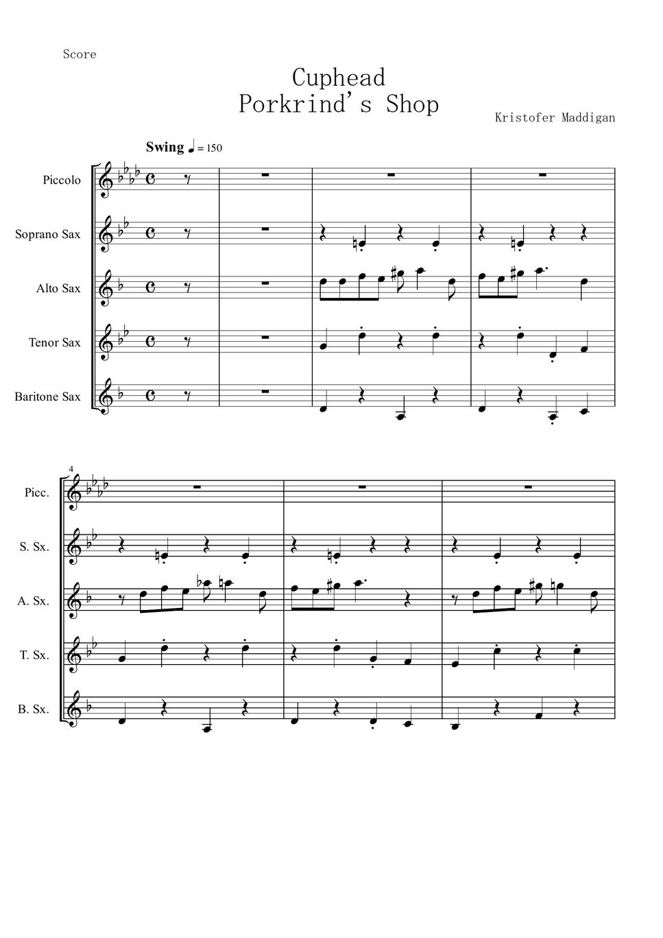 Cuphead- Die House (King Dice) Sheet music for Piano, Saxophone alto,  Saxophone tenor, Guitar & more instruments (Mixed Ensemble)