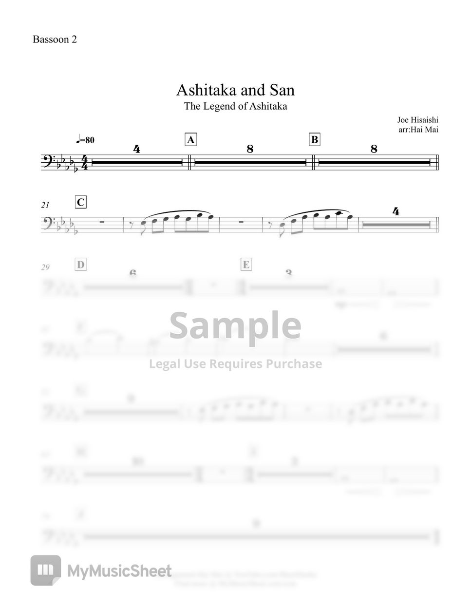 Joe Hisaishi - Ashitaka and San for Orchestra - Set of Part by Hai Mai