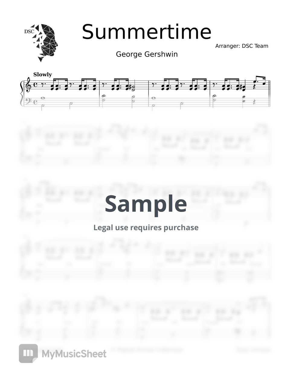 George Gershwin - Summertime 악보 by Digital Scores Collection