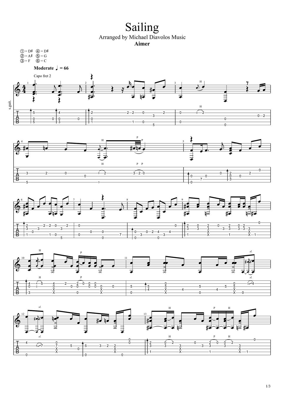 Aimer Sailing Sheets by Michael Diavolos Music