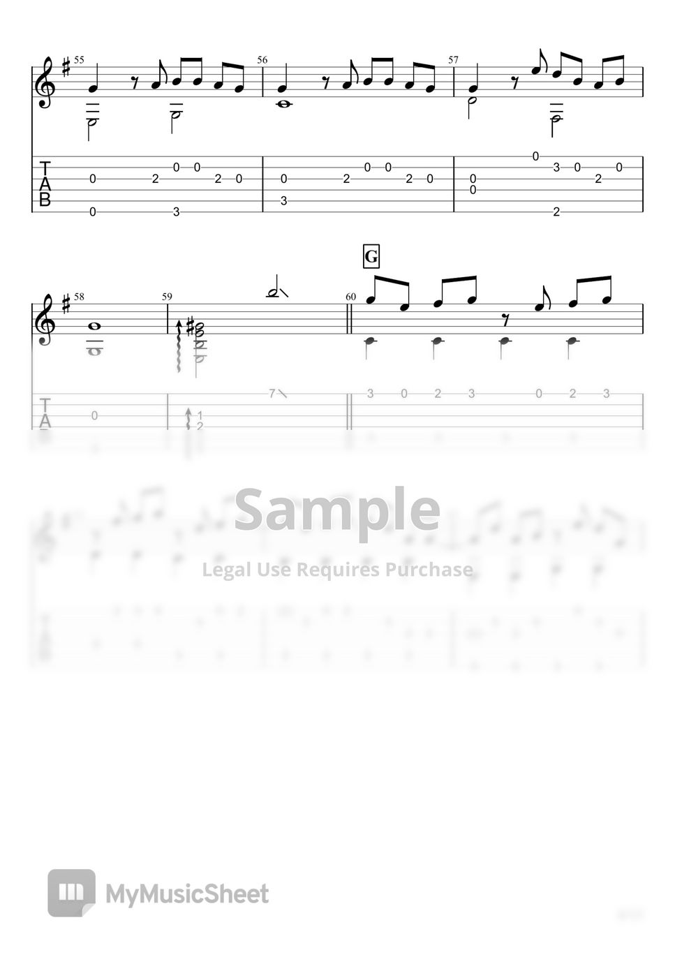 YOASOBI - Gunjou (Fingerstyle) Tab + 1staff by u3danchou