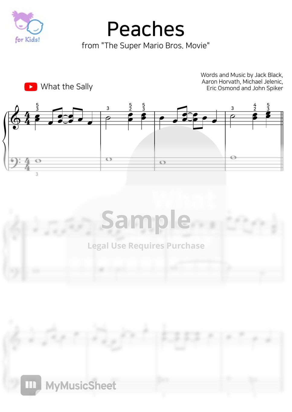 Jack Black Peaches (from The Super Mario Bros. Movie) Sheet Music Notes,  Chords in 2023