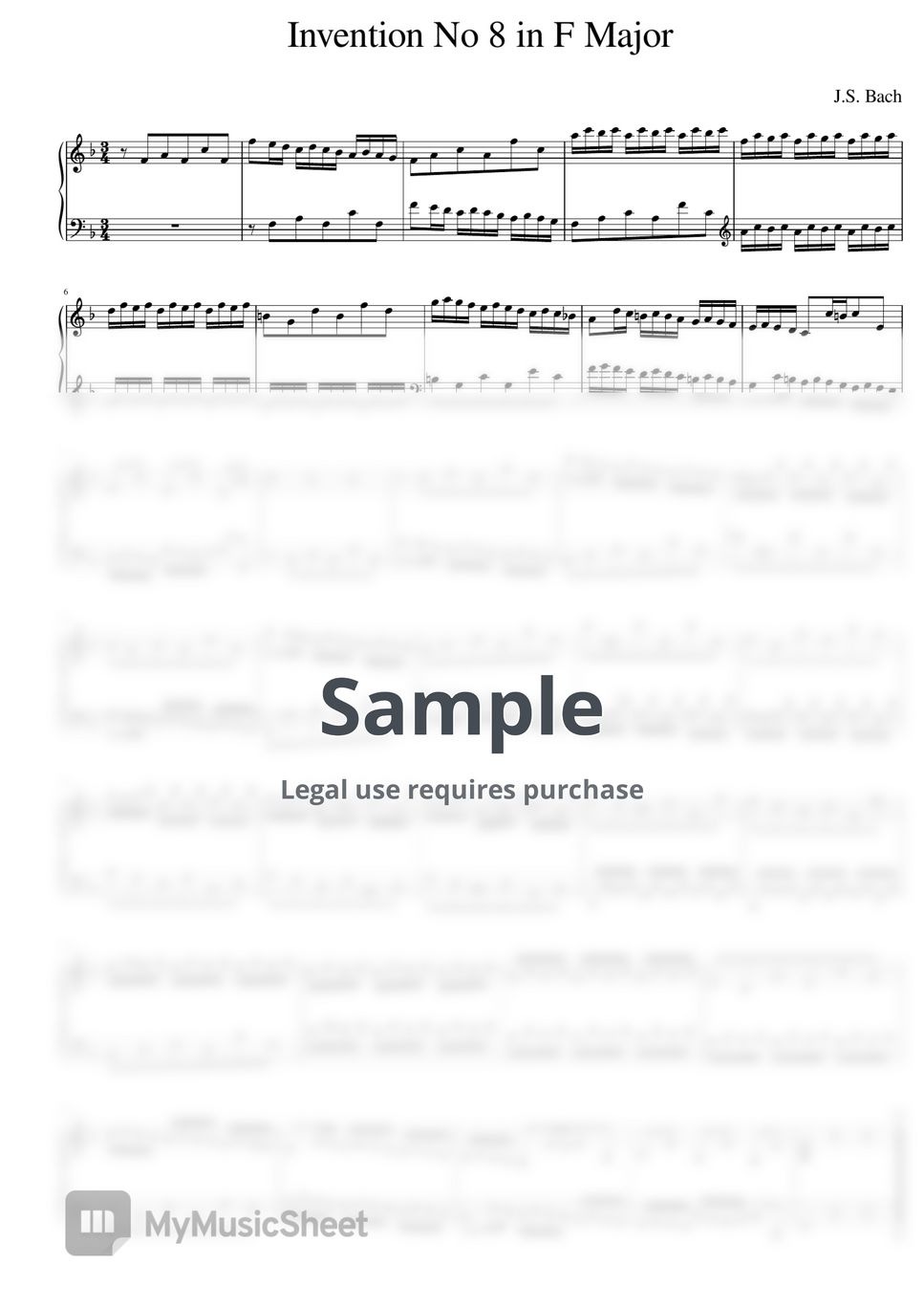 J s bach invention no 8 in f major sheets by j s bach
