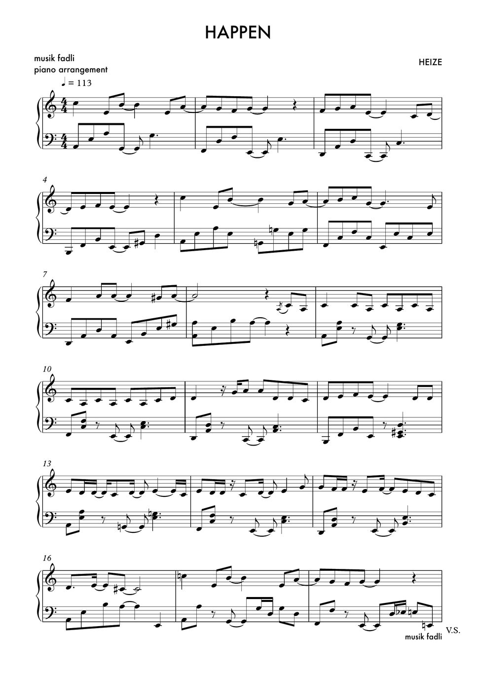 Heize - Happen (piano) Sheet by musik fadli