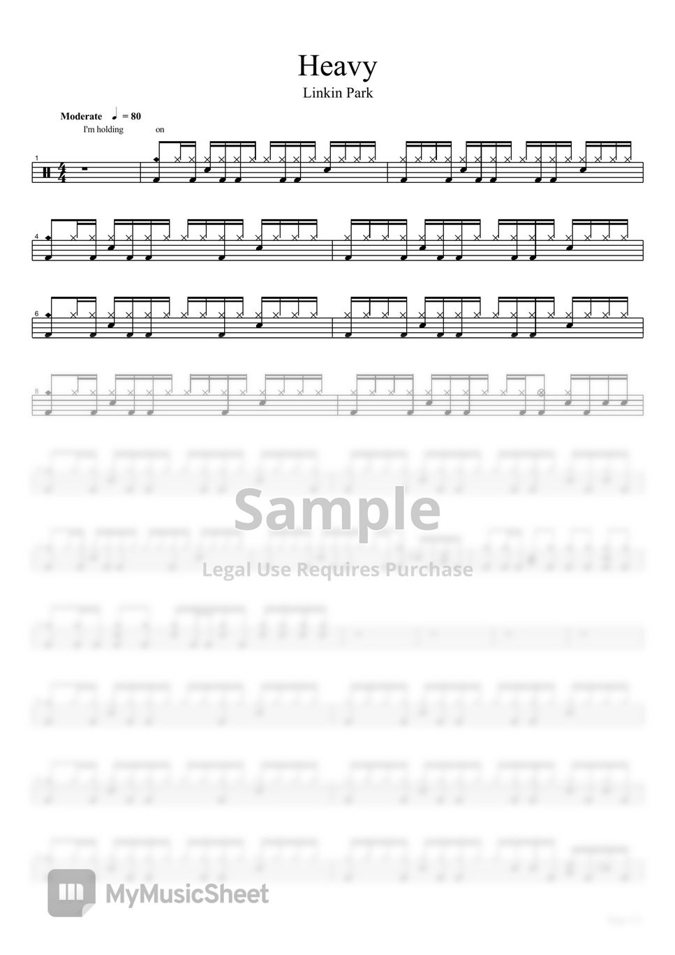 Linkin Park  - heavy - heavy(Drum Sheet ) by Kyle Yeung