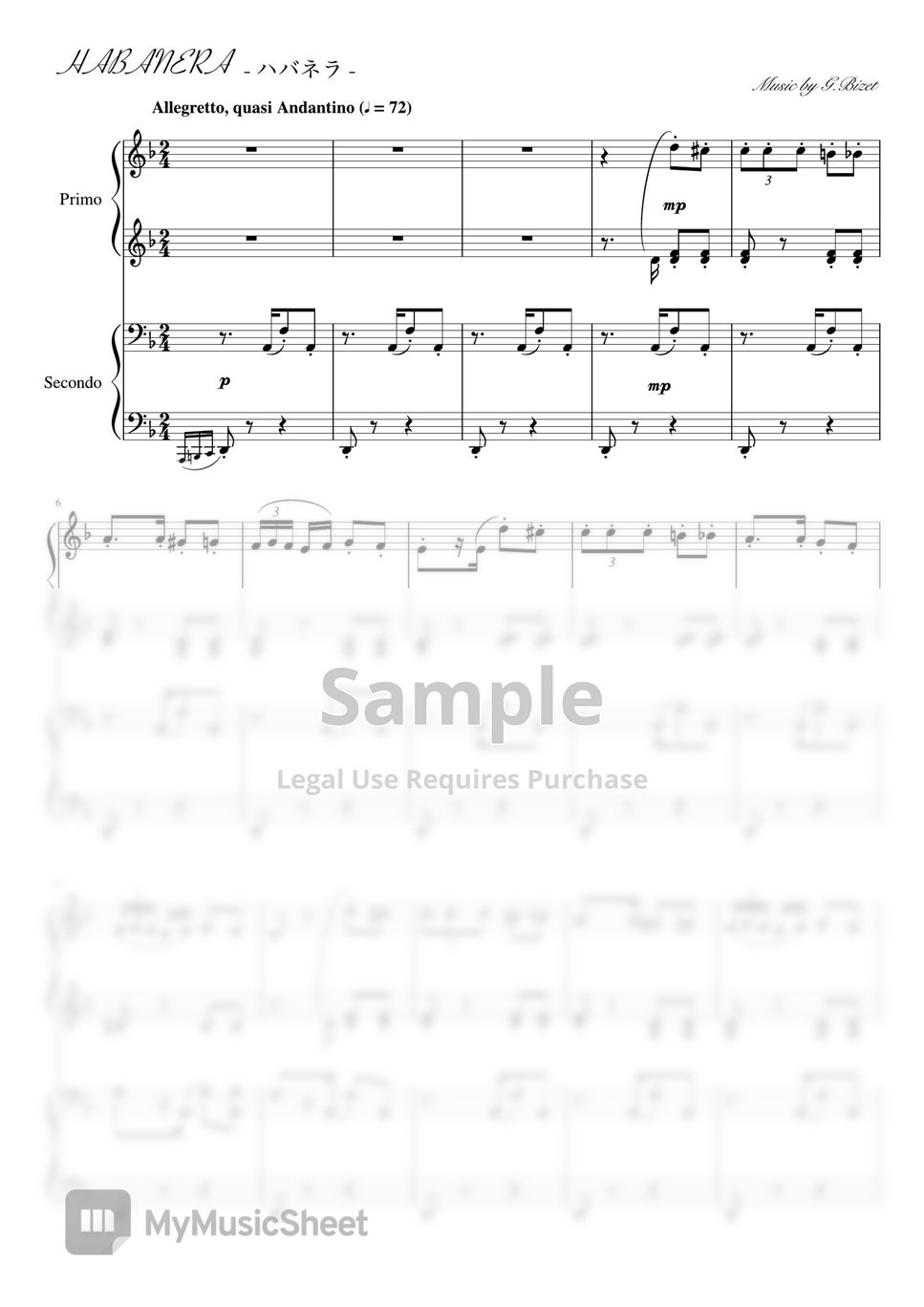 Bizet - Habanera (piano4hands  Beginner - intermediate) by pfkaori