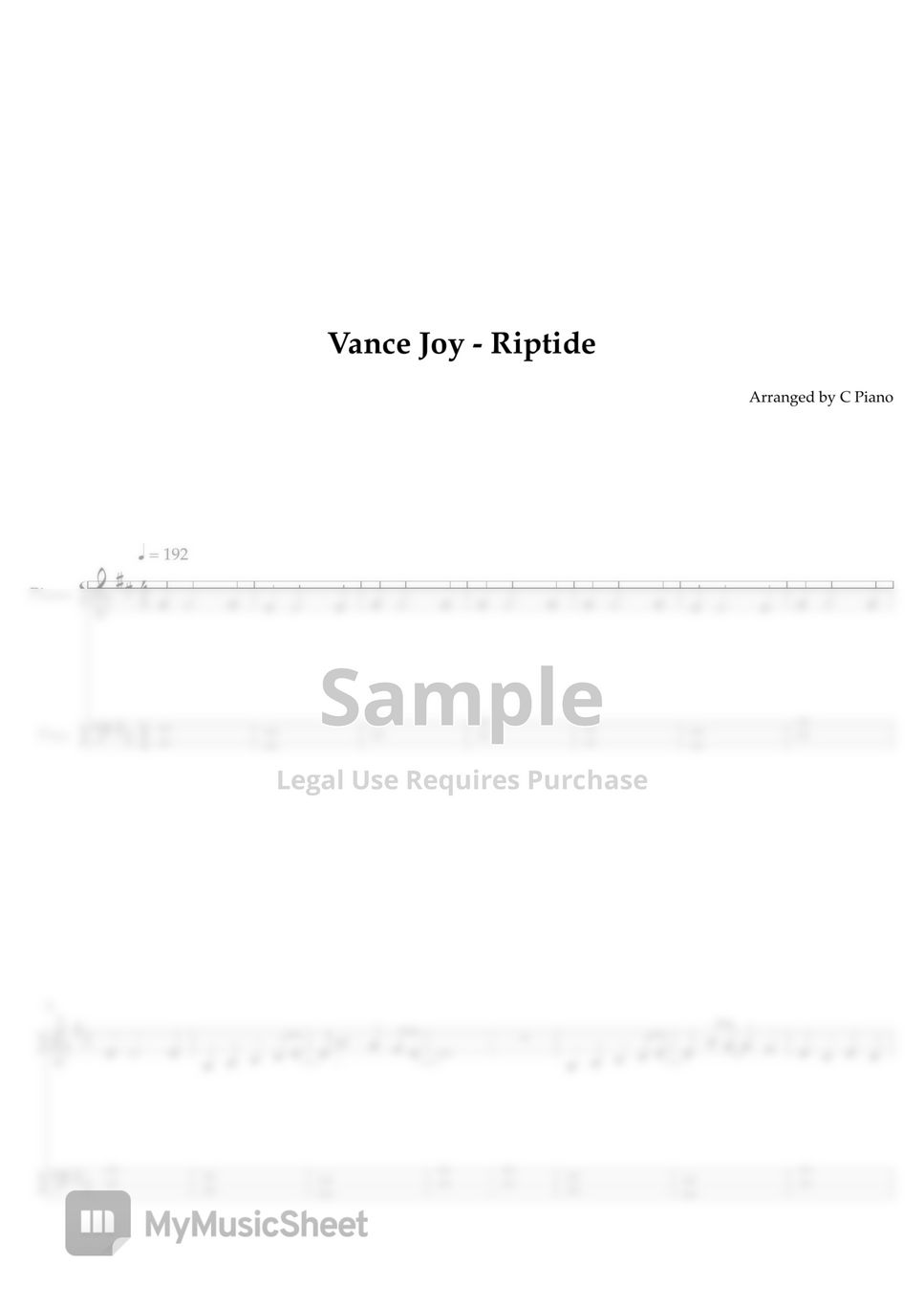 Vance Joy Riptide Easy Version Sheets By C Piano 4836