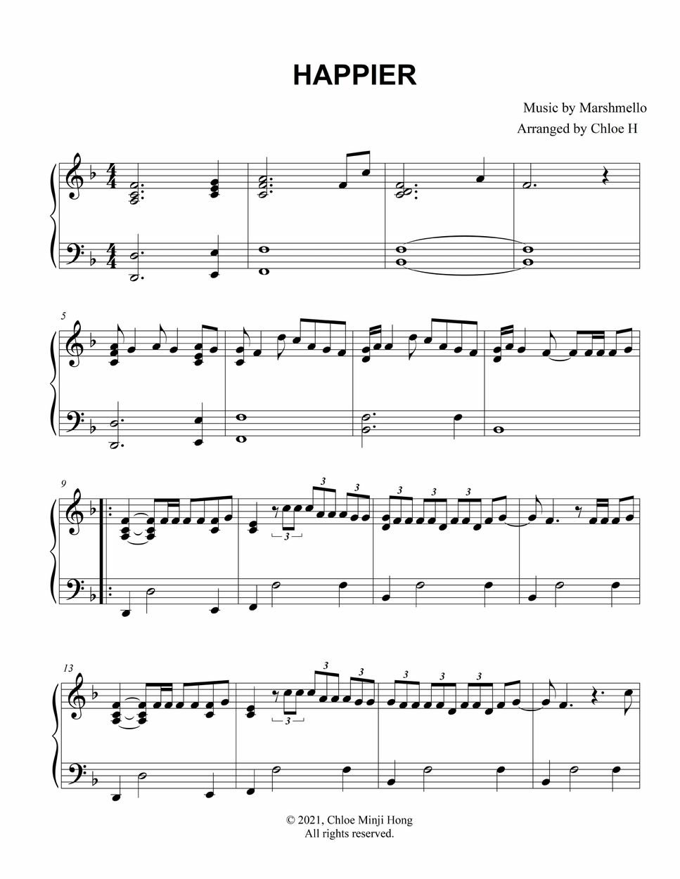 Marshmello - Happier (Medium) Sheet by Chloe H
