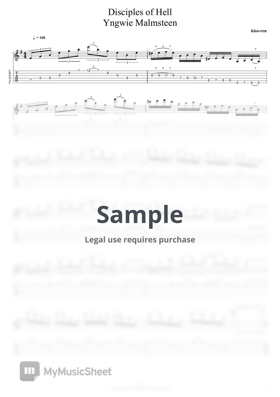 Yngwie Malmsteen - Disciples of Hell - Yngwie Malmsteen Guitar arpeggios 3:31~3:50 (TAB PDF & Guitar Pro files.（gpX）) by Technical Guitar