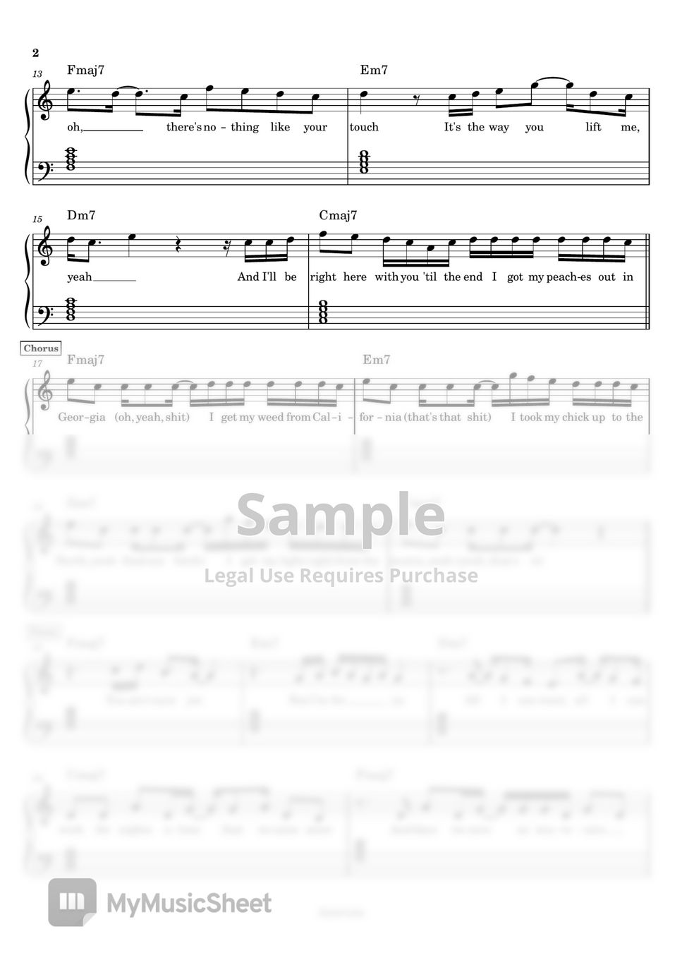 Justin Bieber Peaches (Piano) Sheets by Anacrusa
