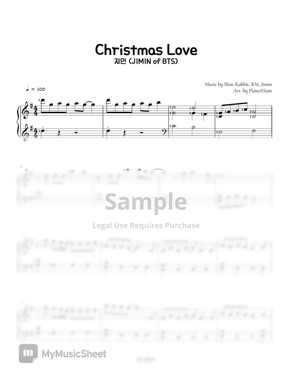 JIMIN of BTS - Christmas Love 크리스마스 러브 | Piano Arrangement (K-Pop) by PianoSSam