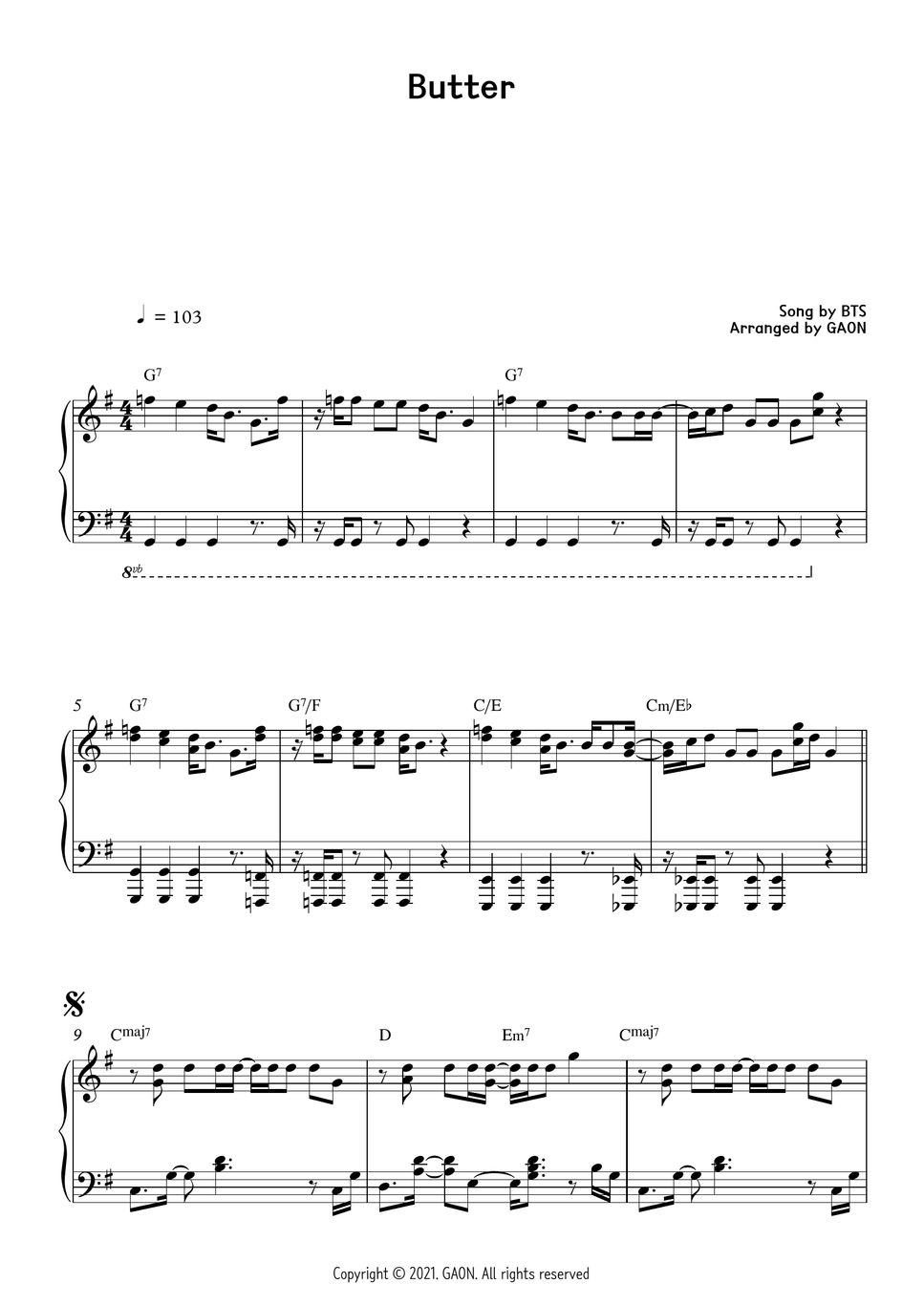 BTS Butter (Original+EasyKey) Sheets by GAON