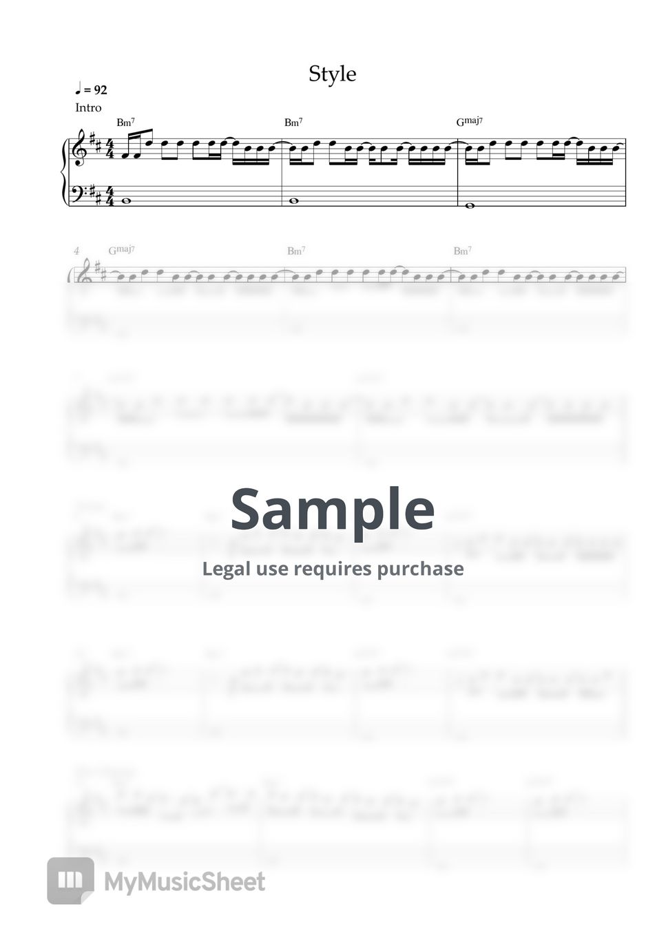 Taylor Swift - Style (EASY PIANO SHEET) by Pianella Piano