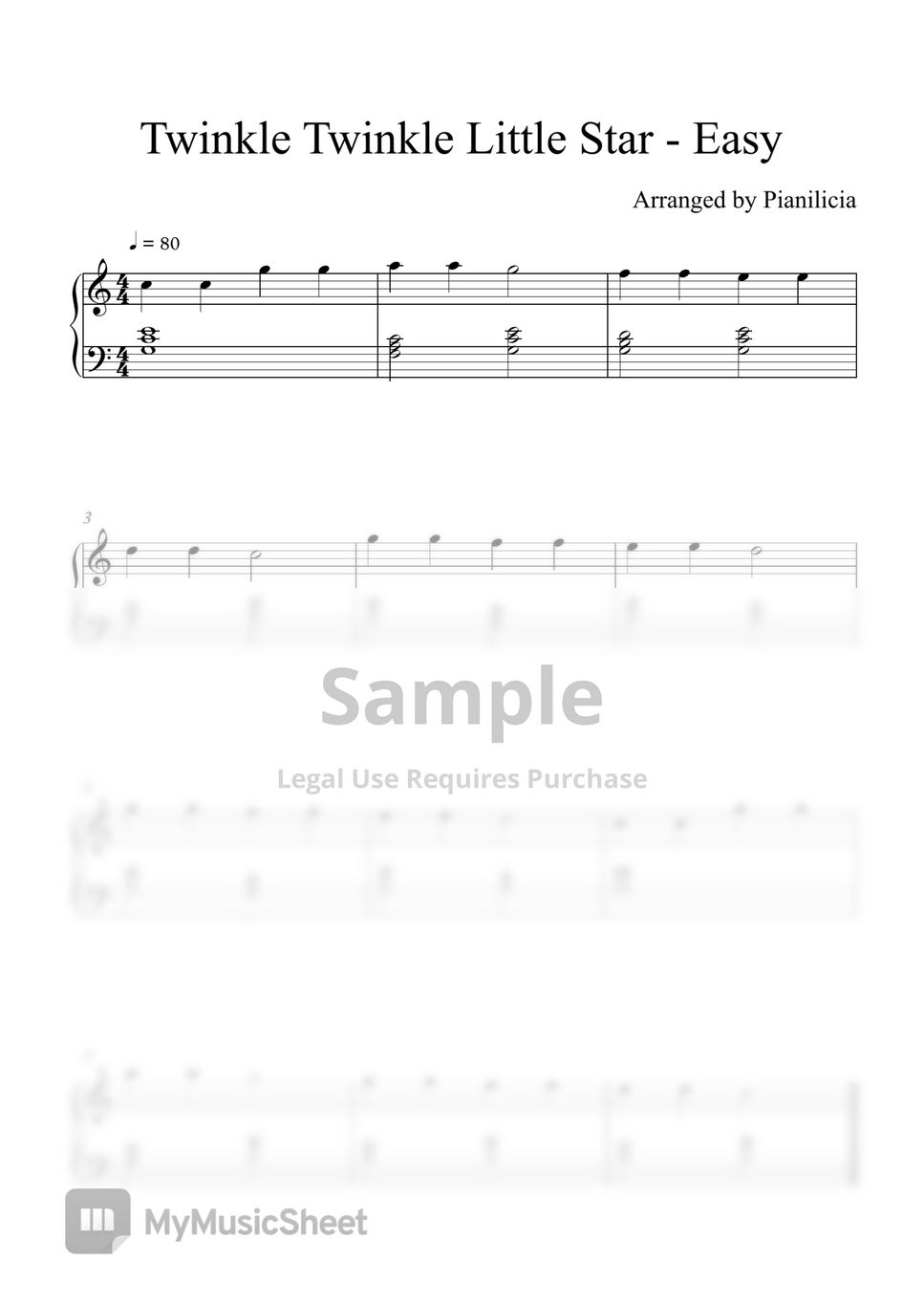 Twinkle Twinkle Little Star Piano Sheet Music, Easy [PDF]