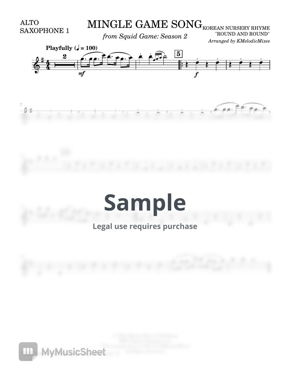 Korean Nursery Rhyme - Mingle Game Song (from Squid Game S2) - Saxophone Parts by KMelodicMixes