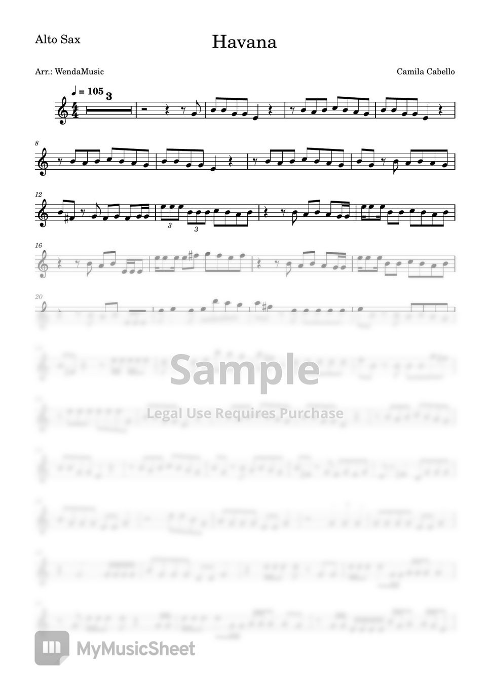 Havana alto sax on sale sheet music