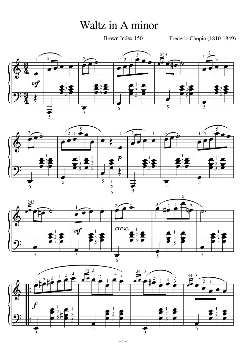 ショパン - ワルツ 第19番 イ短調（遺作）ショパン作曲 (ショパン) by ピアノの先生の楽譜集