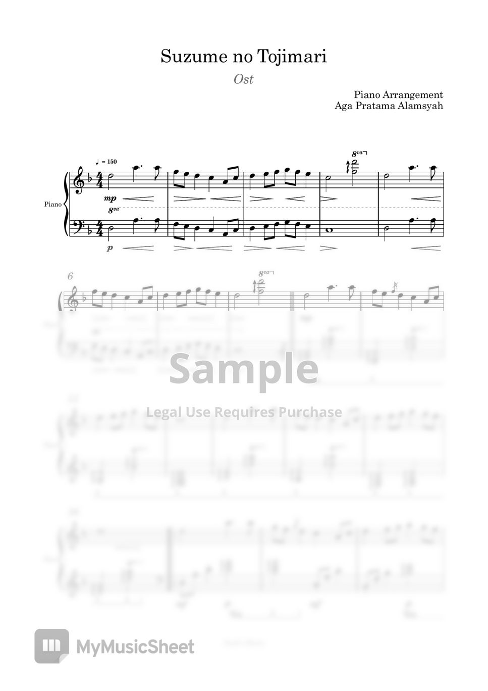 RADWIMPS - Suzume No Tojimari (Piano Solo) by Aga Pratama Alamsyah