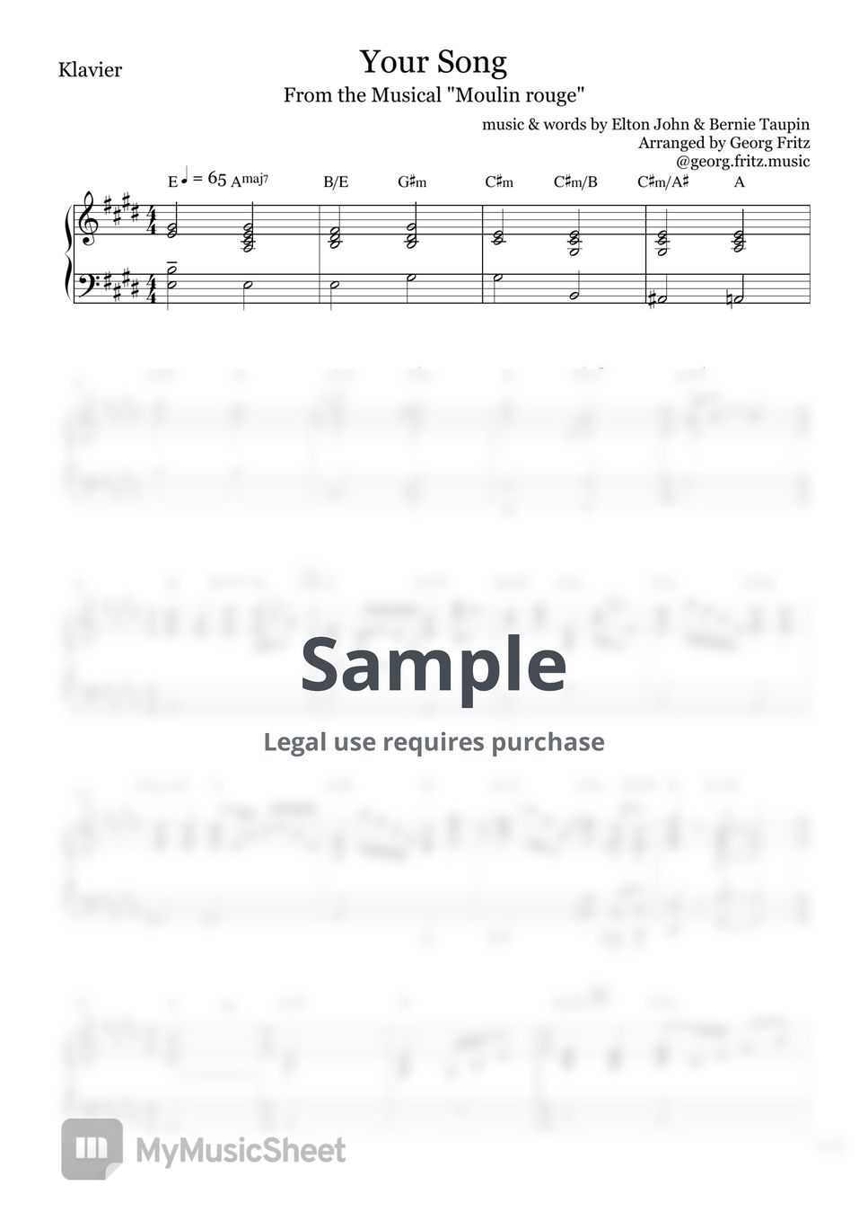 Elton John Your song, Musical "Moulin rouge" (Duet for Tenor & Sopran