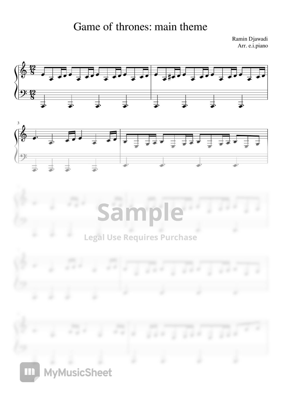 Ramin Djawadi - Game of thrones: main theme Sheets by e.i.piano