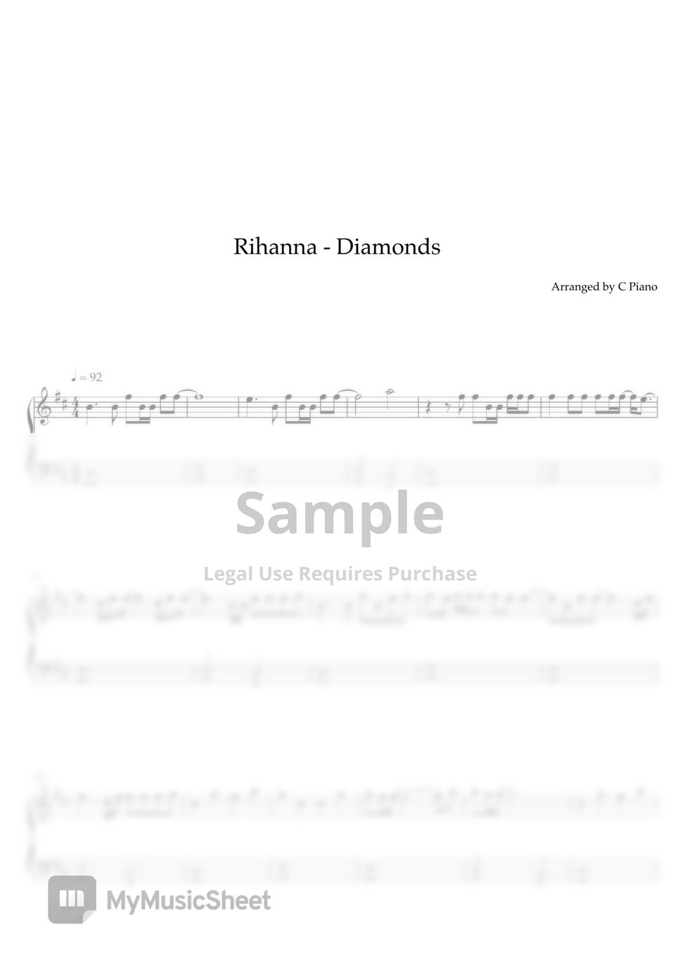 Rihanna - Diamonds (Easy Version) by C Piano