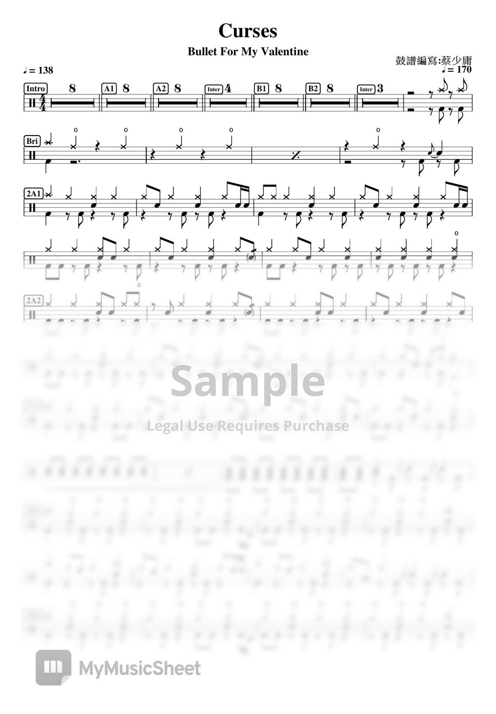 Bullet For My Valentine Curses Sheets by DrummerFrank