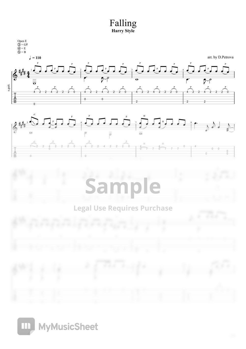 Harry Styles - Falling (Fingerstyle Guitar Arrangement, Open E Tuning, No Capo) by D.Petrova (Edora)