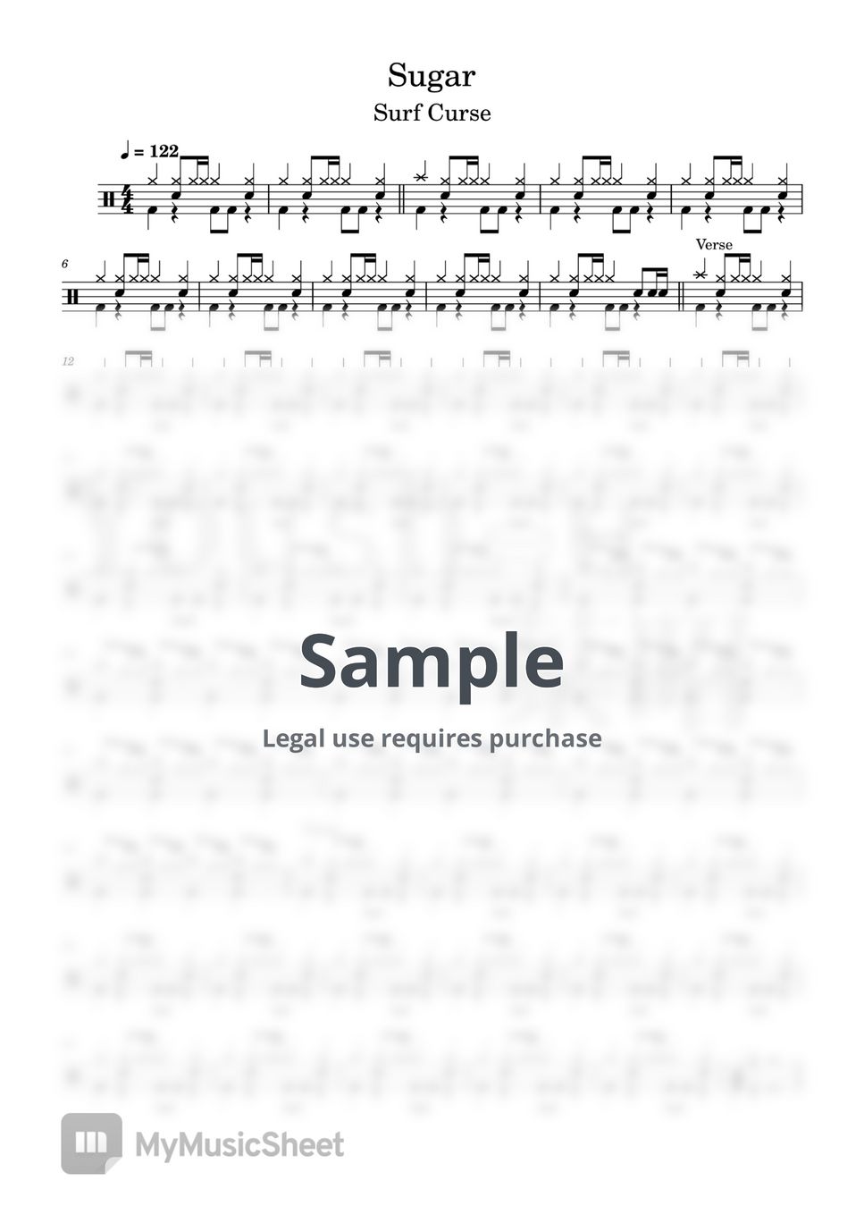 Surf Curse - Sugar (drum Sheet) Sheets By Youshou