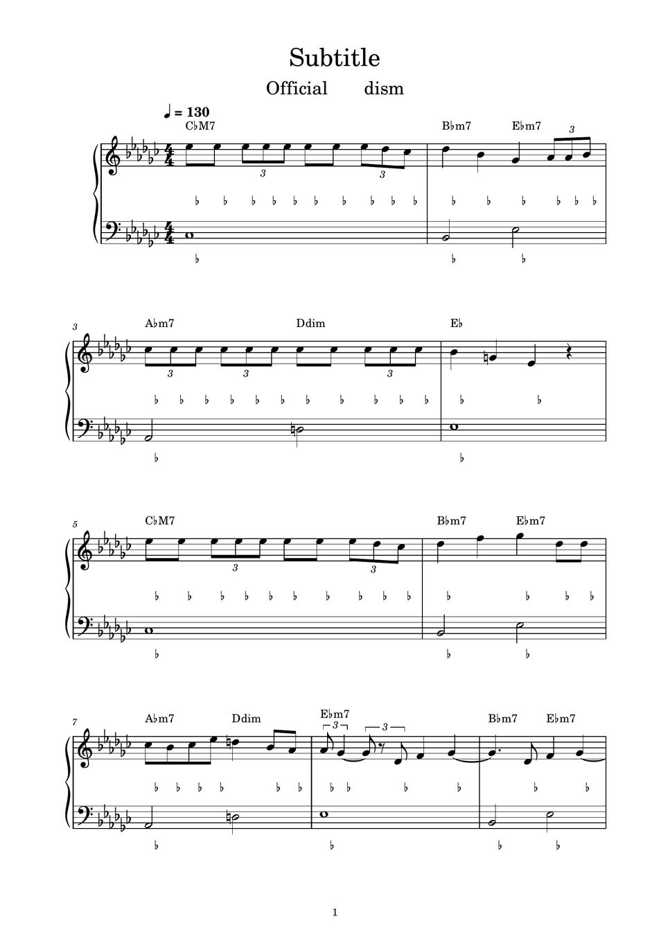 Official髭男dism Subtitle (ピアノ楽譜 / かんたん両手 / 歌詞付き / ドレミ付き / 初心者向き) 楽譜 by