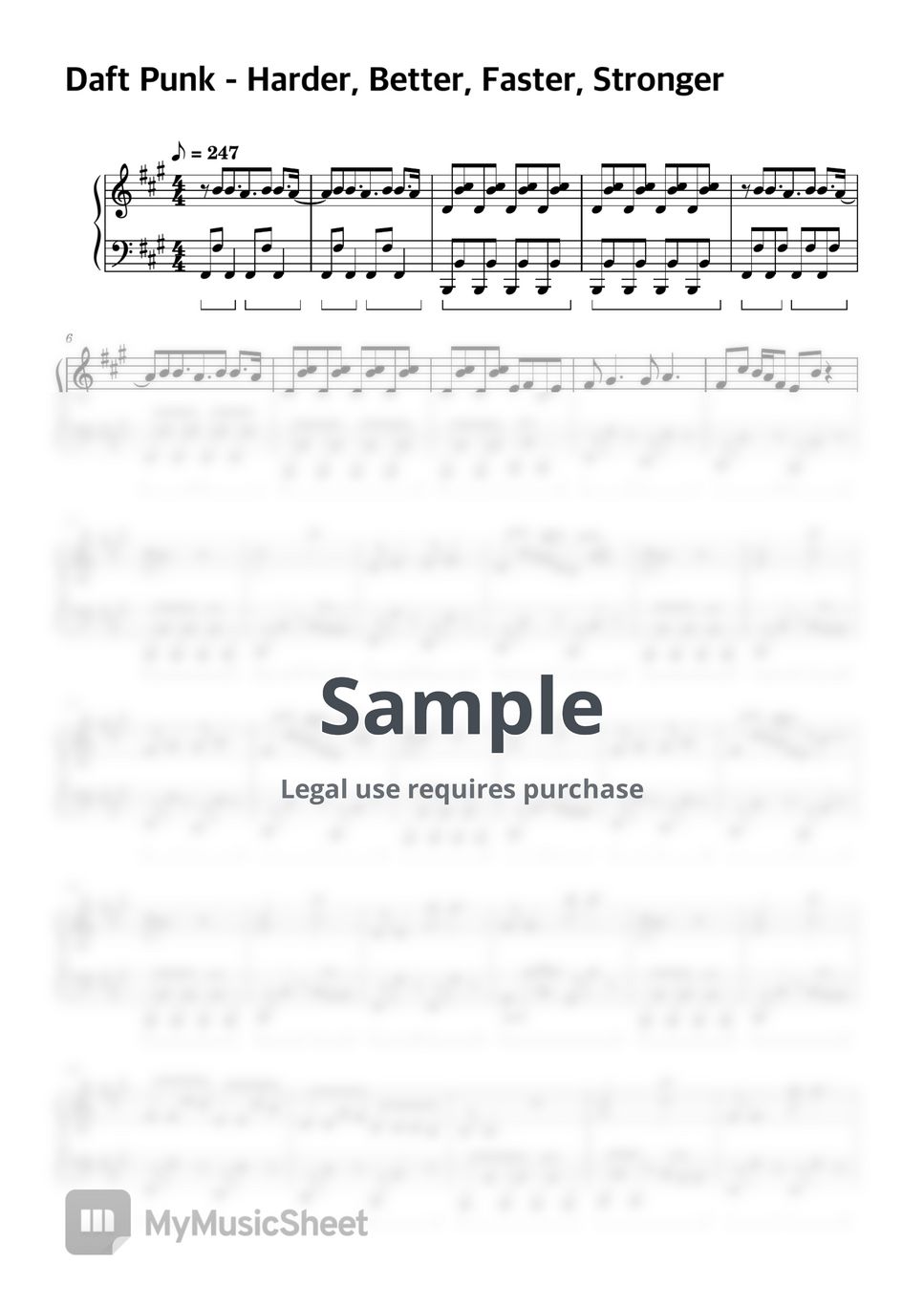 Daft Punk - Harder, Better, Faster, Stronger 楽譜 by bvibvi piano