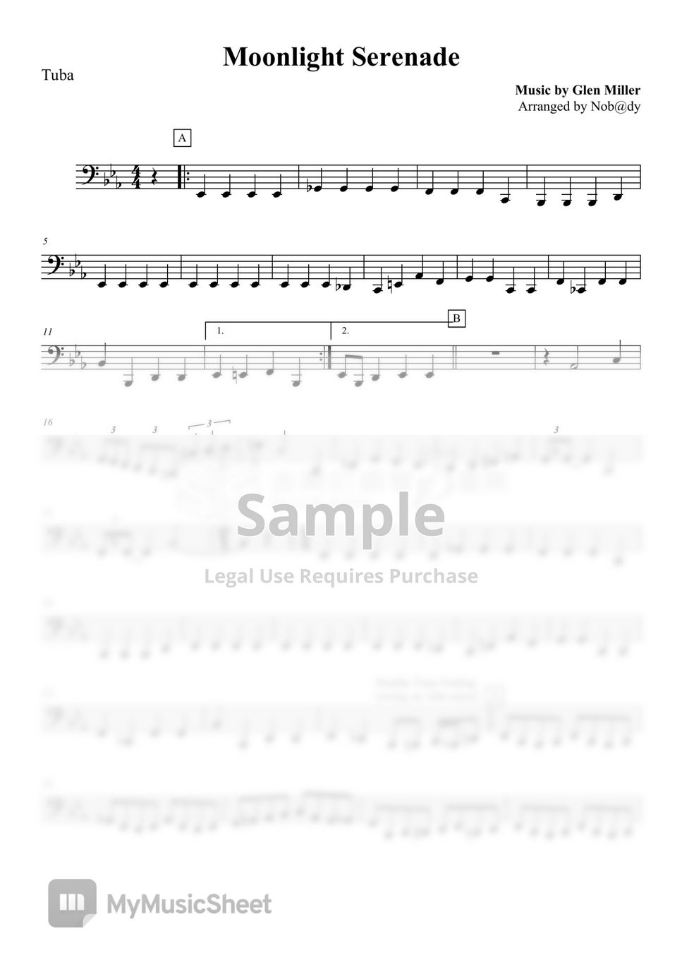 Glenn miller moonlight serenade brass quintet sheets by nob dy