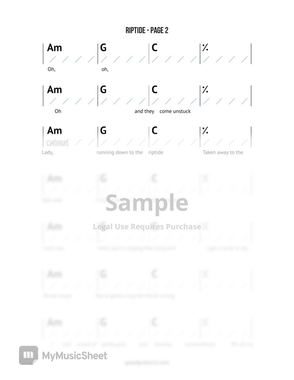 Vance Joy Riptide Chords & Strumming Sheets by GoodGuitarist