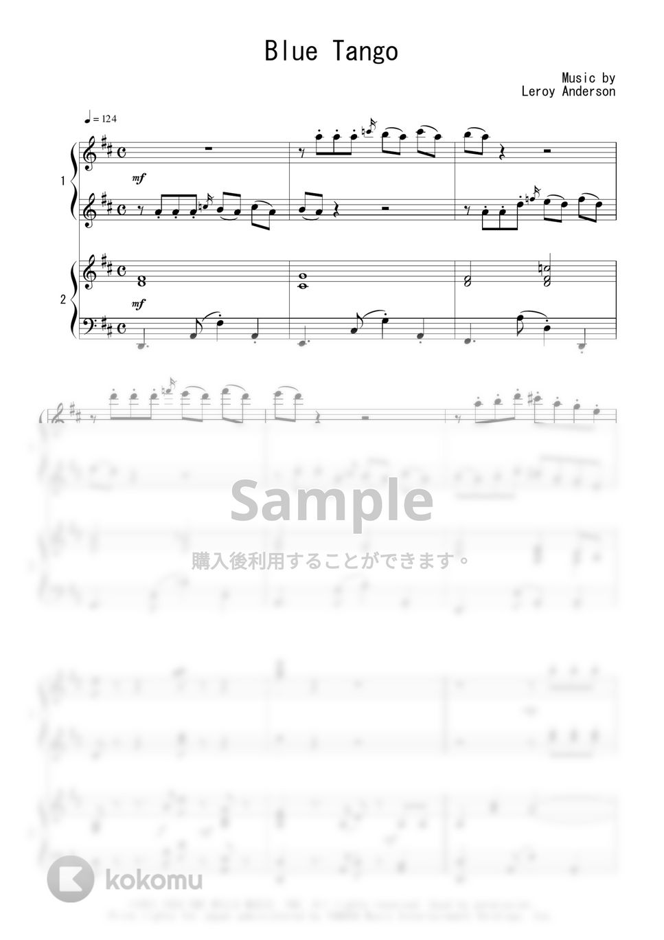 ルロイ・アンダーソン - Blue Tango (ピアノ連弾) by Peony