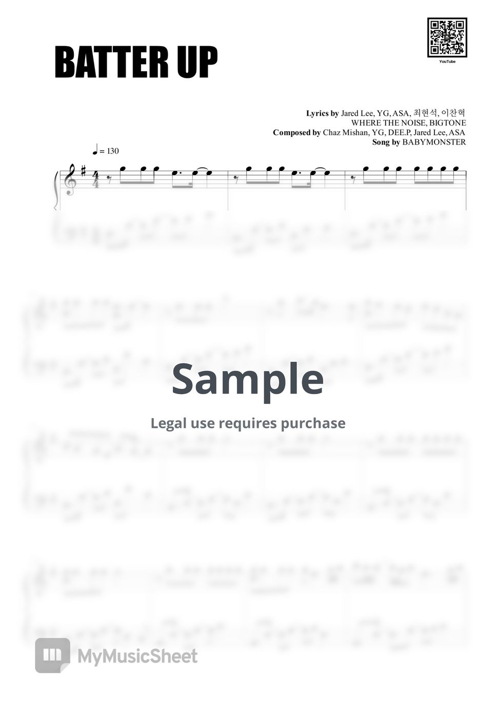 BABYMONSTER BATTER UP Sheets by 한뼘피아노