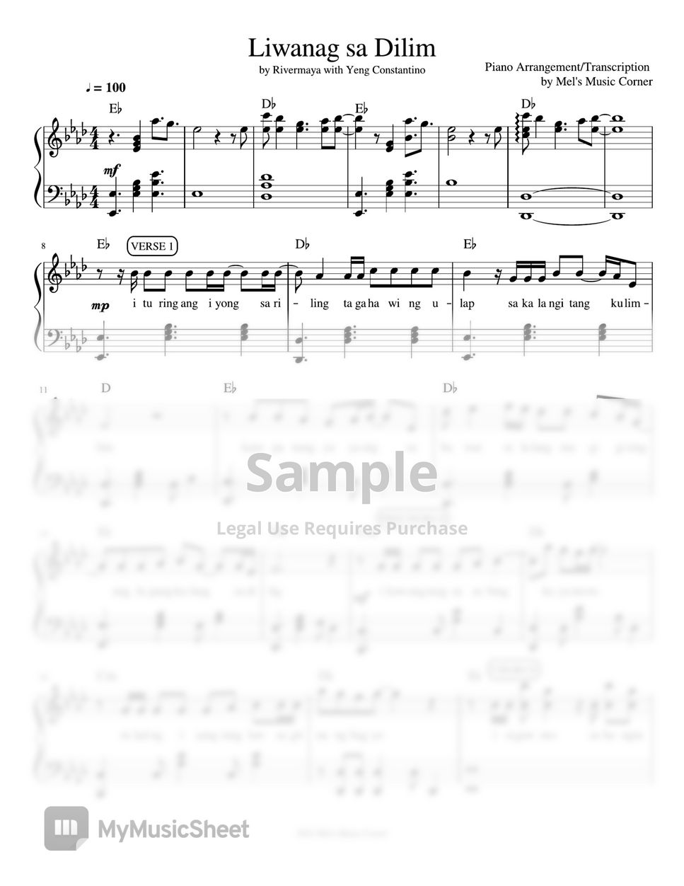 Rivermaya - Liwanag sa Dilim (piano sheet music) by Mel's Music Corner