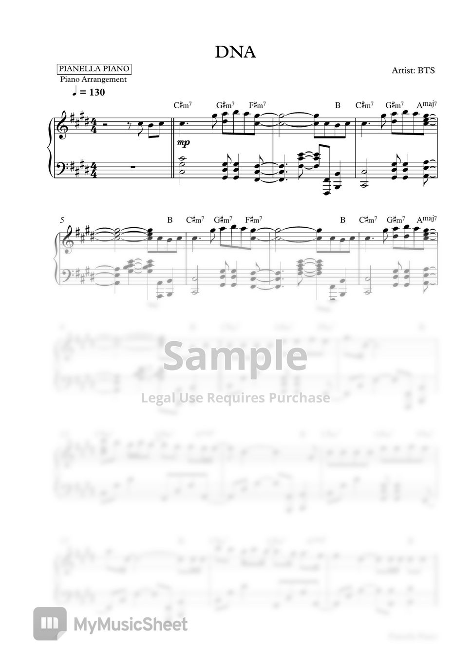 BTS - [Package B] 7 Piano Sheets only $25 楽譜 by Pianella Piano