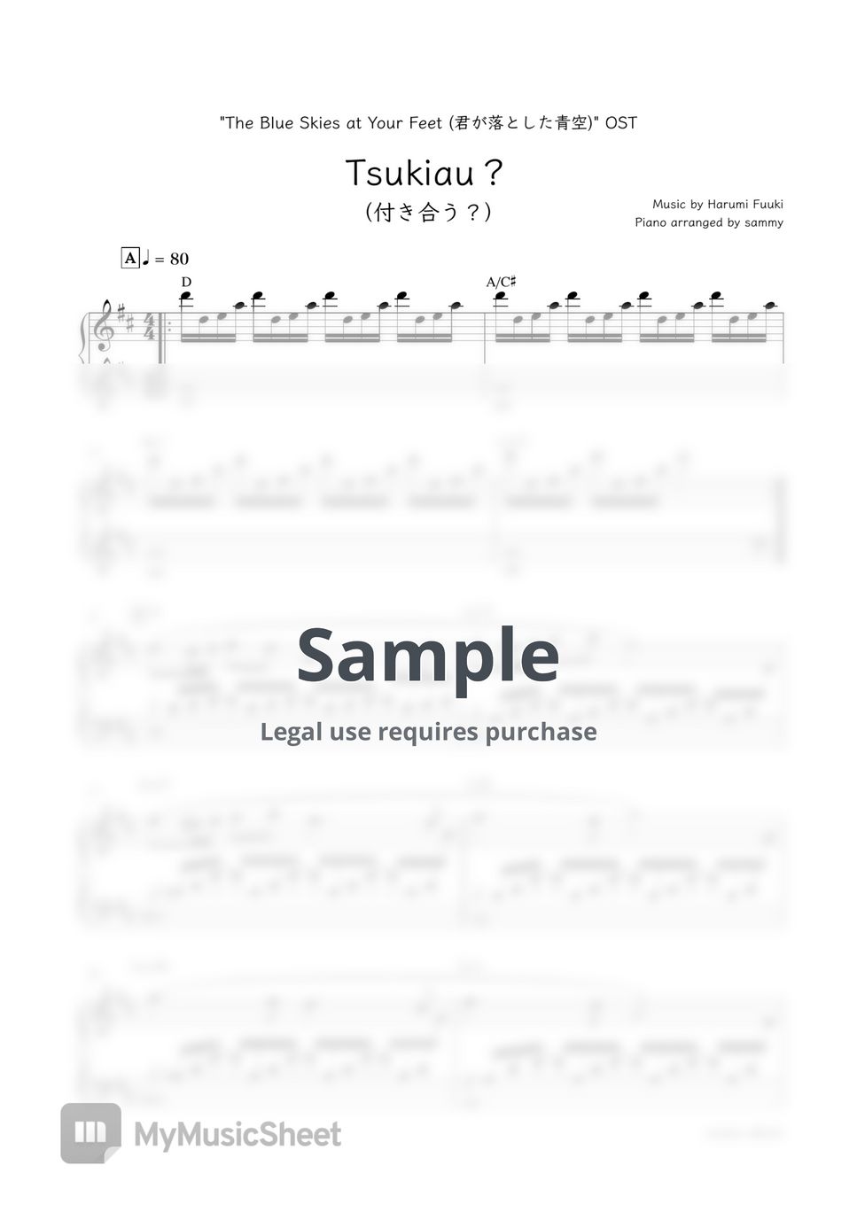 "The Blue Skies at Your Feet (君が落とした青空)" OST - Tuskiau? (付き合う？) by sammy
