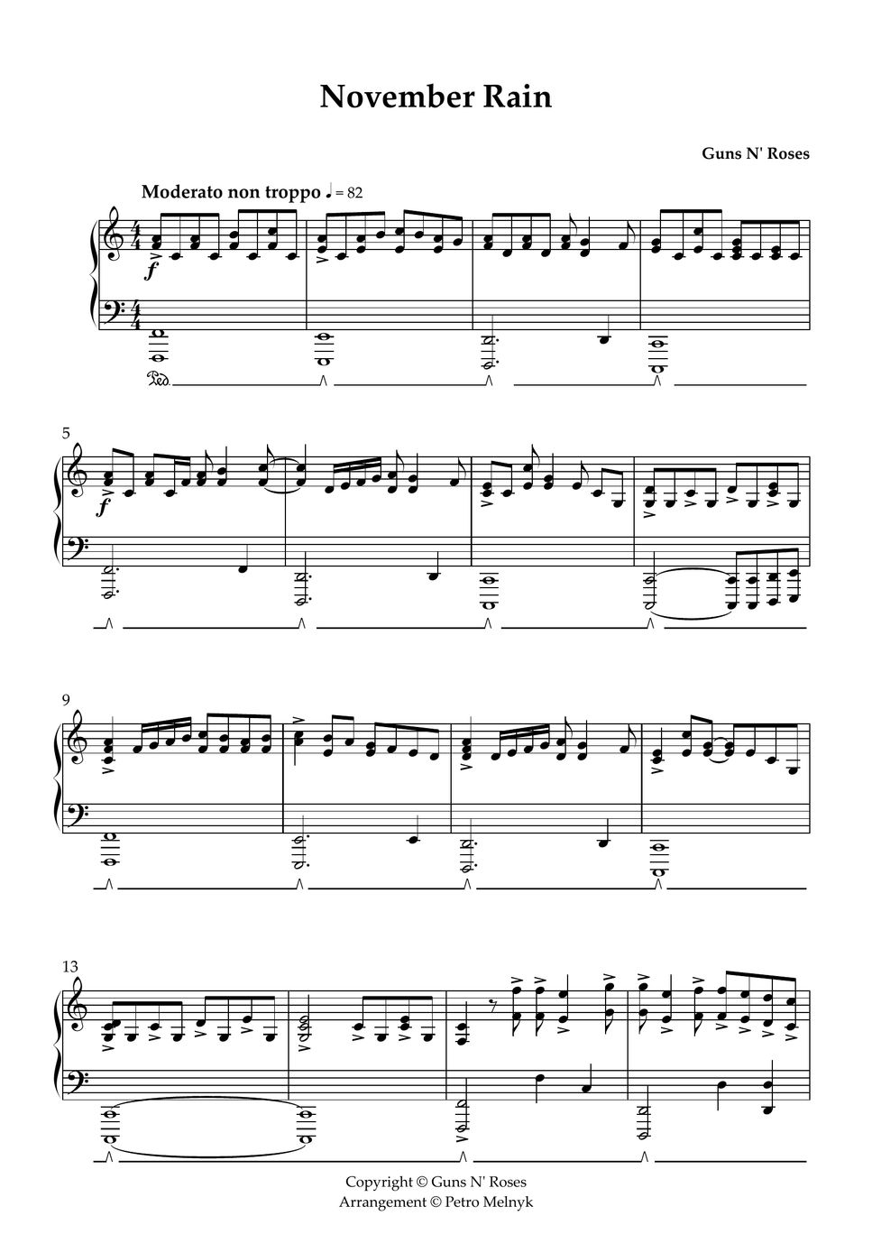 Guns N' Roses November Rain Partition musicale by Petro Melnyk