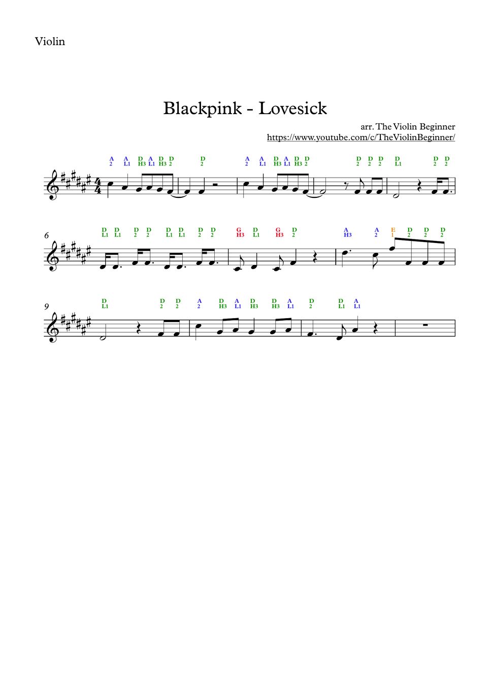 Blackpink Lovesick Girls Sheet By The Violin Beginner 7123